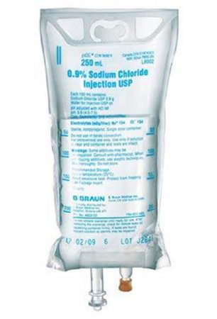 Sodium Chloride, Preservative Free 0.9% Intravenous IV Solution Flexible Bag 250 mL Replacement Preparation (1/EA 24/CS) by B Braun Medical, Inc.  ID L8002